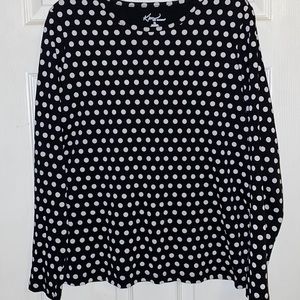 Kim Rogers XL . Long sleeve. Black & White Polkadots.NWOT